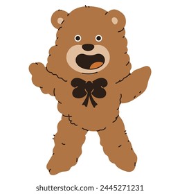 Cute bear toy vector cartoon illustration isolated on a white background.