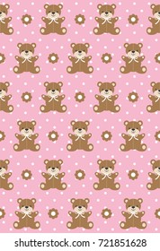 Cute bear toys seamless pattern. Vector illustration.