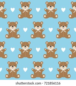 Cute bear toys seamless pattern. Vector illustration.
