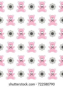 Cute bear toys seamless pattern. Vector illustration.