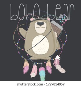 Cute bear tribal illustration for kids