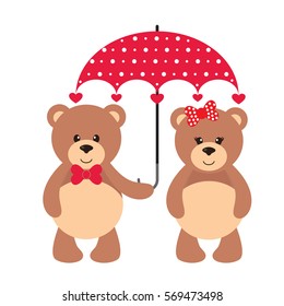cute bear with umbrella set
