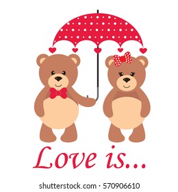 cute bear with umbrella and text