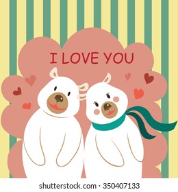 Cute Bear Valentine, I Love You Bear Hanppy and Lover 