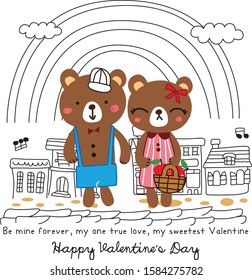 cute bear valentine vector set