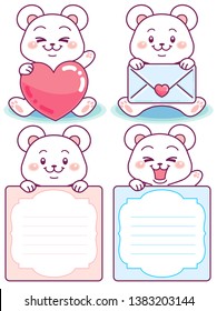 Cute bear, various expressions, messages