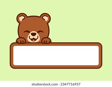 Cute Bear Vector Banner Label