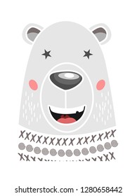 Cute bear vector cartoon illustration