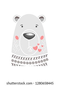 Cute bear vector cartoon illustration
