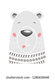 Cute bear vector cartoon illustration