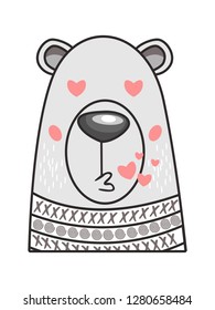 Cute bear vector cartoon illustration