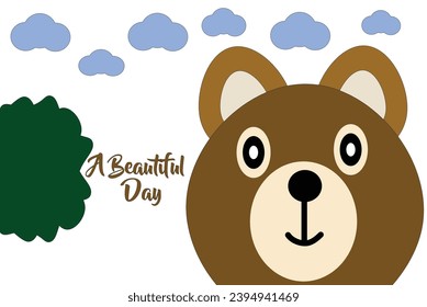 A cute bear vector drawing, a delightful day, a cute bear enjoying the sunshine, exploring the outdoors, simply spending time with a cuddly friend like a cute bear