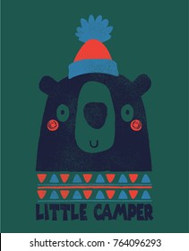 cute bear vector drawn for kids fashion as print