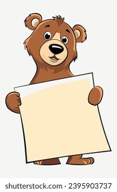 Cute bear vector holding an empty 
