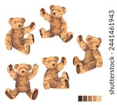 Cute bear vector illustration collection,