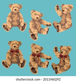 Cute bear vector illustration collection,