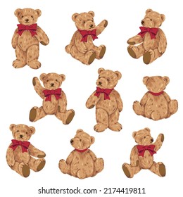 Cute bear vector illustration collection,