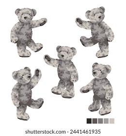 Cute bear vector illustration collection,