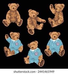 Cute bear vector illustration collection,