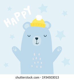 Cute  Bear Vector Illustration for kids apparels
