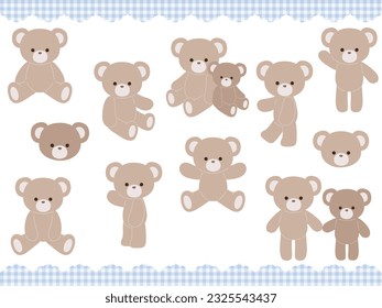 Cute bear vector illustration set