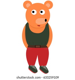 Cute bear vector illustration in sport suit and sneakers