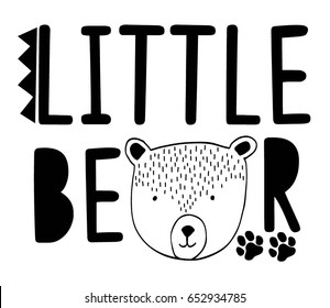 Cute bear vector illustration for t-shirt design with slogan. Vector illustration design for fashion fabrics, textile graphics, prints.