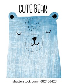 Cute bear vector illustration for t-shirt design with slogan. Vector illustration design for fashion fabrics, textile graphics, prints.