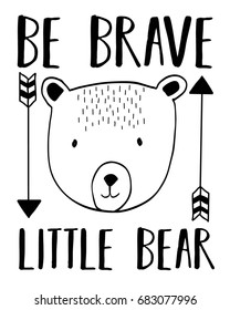 Cute bear vector illustration for t-shirt design with slogan. Vector illustration design for fashion fabrics, textile graphics, prints.