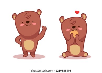 Cute bear vector logo icon. Kid bear illustration character doodle cartoon.