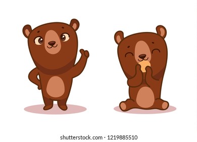 Cute bear vector logo icon. Kid bear illustration character doodle cartoon.