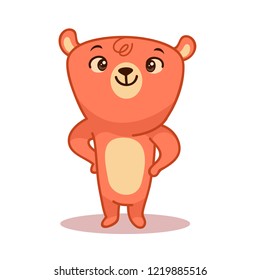 Cute bear vector logo icon. Kid bear illustration character doodle cartoon.