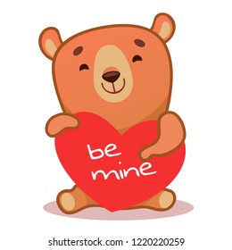 Cute bear vector logo icon. Kid bear illustration character doodle cartoon. Be my valentine. In love.