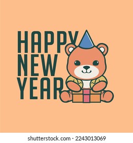 CUTE BEAR VECTOR NEW YEAR