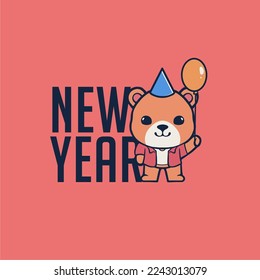 CUTE BEAR VECTOR NEW YEAR