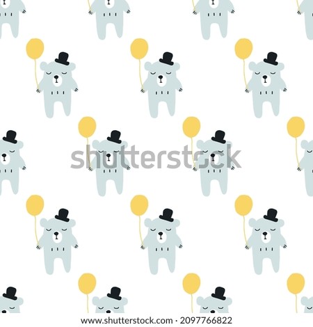 cute bear wallpapers for nursery room, baby shower boy and girl, seamless background pattern for kids, for textile and wrapping paper decor eps vector