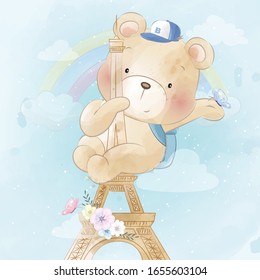 Oso cutáneo con efecto acuarela