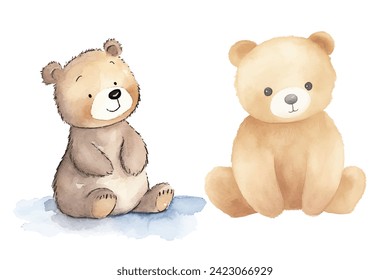 cute bear watercolor vector illustration