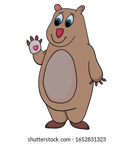 Cute bear waving his paw. Cartoon illustration for kids 