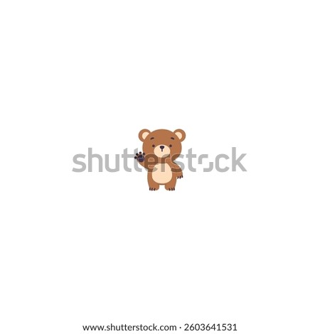 Cute bear waving paw flat design, vector illustration	