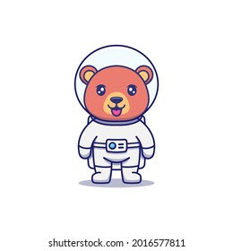 Cute bear wearing astronaut suit