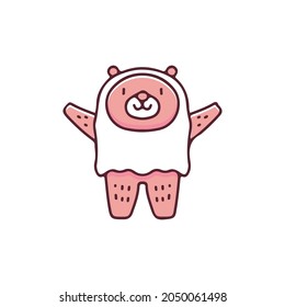 Cute bear wearing ghost costume illustration. Vector graphics for t-shirt prints and other uses.