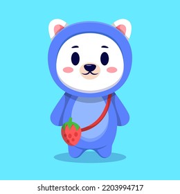 Cute Bear with Wearing Jacket Cartoon Vector