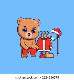 cute bear wearing santa costume