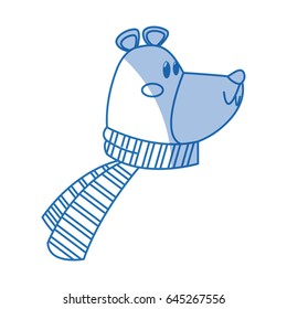 cute bear wearing scarf christmas character