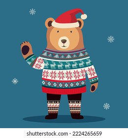 Cute Bear wearing a tacky Christmas sweater