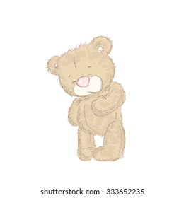 Cute Bear were drawn by hand. Little Bear vector . Funny bear.