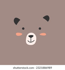 cute bear wild animal face in a hand drawn style