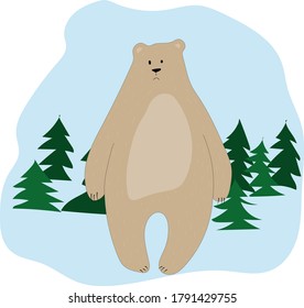 Kute Bär im Winterwald. Kleine Illustration für Kinder.