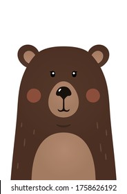 Cute bear. Woodland forest animal. Poster for baby room. Childish print for nursery. Design can be used for fashion t-shirt, greeting card, baby shower. Vector illustration.